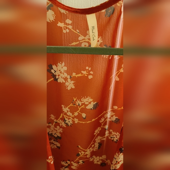 Womens Red Blue Cream Flowers Kimono Size Small Sheer Cover by Mind Code - Picture 3 of 4